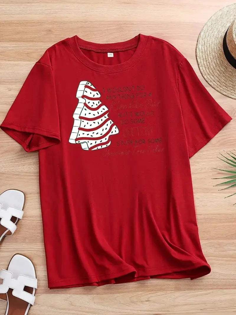 Christmas Gingerbread Man Printed Pure Cotton Short-sleeved Loose and Comfortable Pure Cotton T-shirt for Men and Women Shopifynow