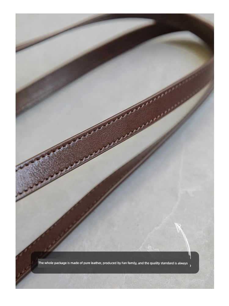 Fan Jia Leather Vegetable Tanned Full-Grain Leather Cowhide Leather Women's 2025 New Arrival Boston Shoulder Work Clothing Bowling Bag Shopifynow