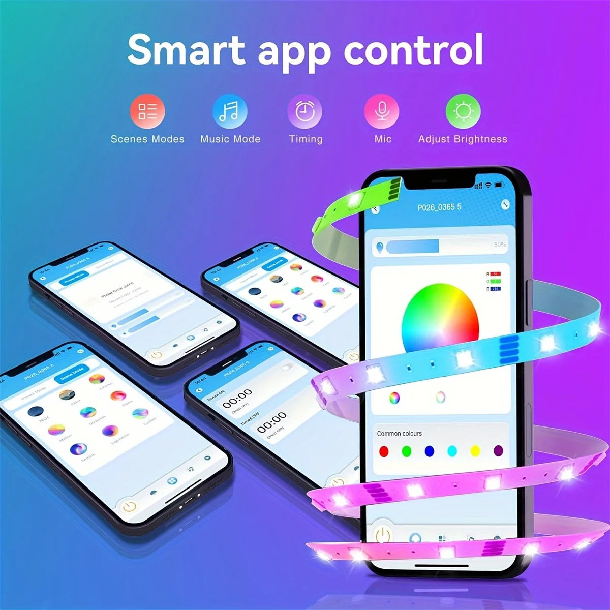 30 LEDS/meter LED Strip Bluetooth APP Control With Battery And US plug Power Supply For Home Decoration  And Ambient Lighting Shopifynow