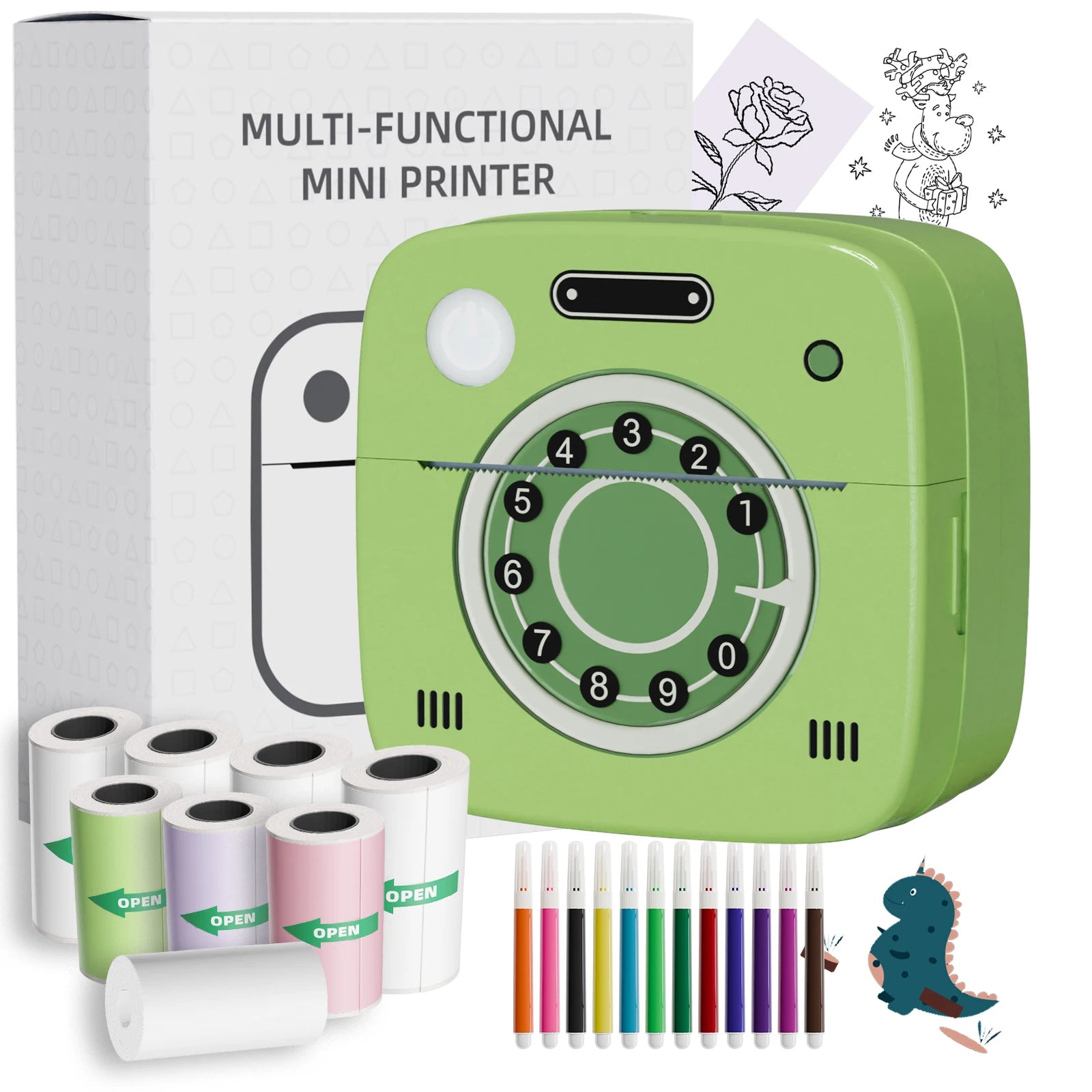 M1 Photo Pocket Printer with 2 Roll for iOS Android Bluetooth Mini Printers Sticker Thermal Printing  for Office Kitchen School - Shopifynow