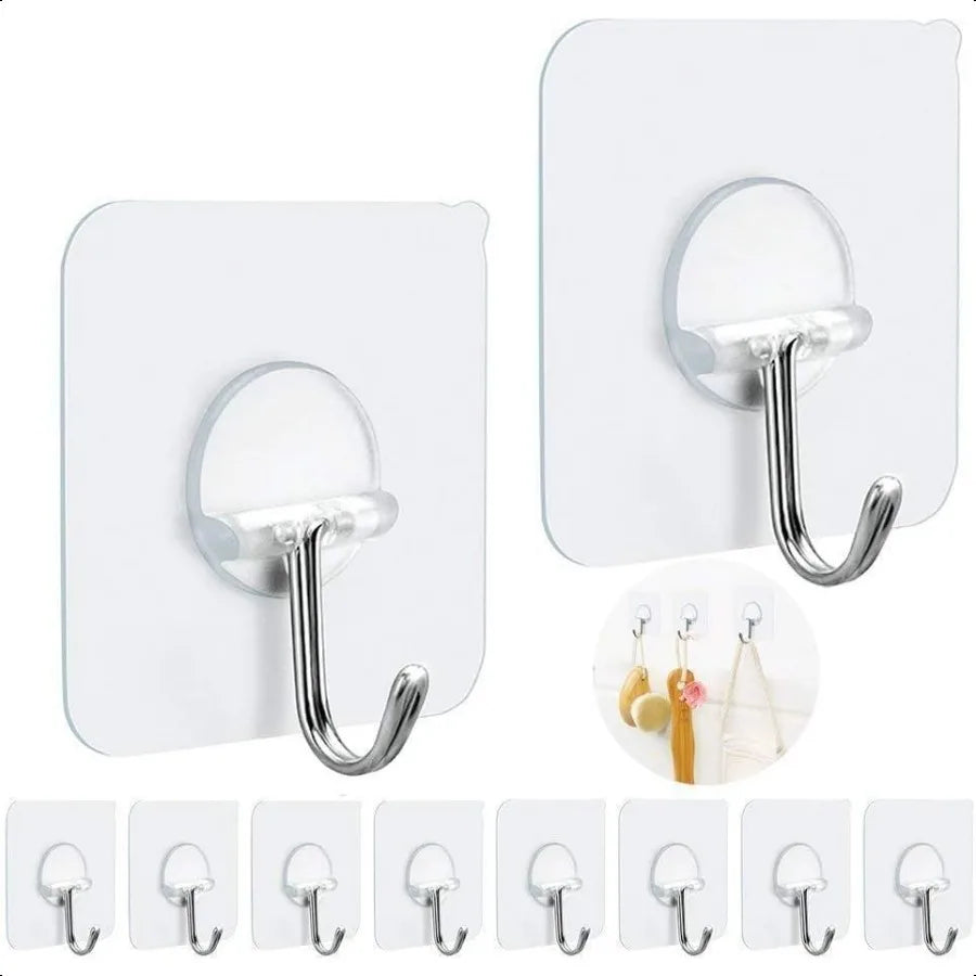 Adhesive Hooks Heavy Duty Wall Sticky Hooks for Hanging Wall Hangers Without Nails 15lb Max 180 Degree Rotating Seamless Stick