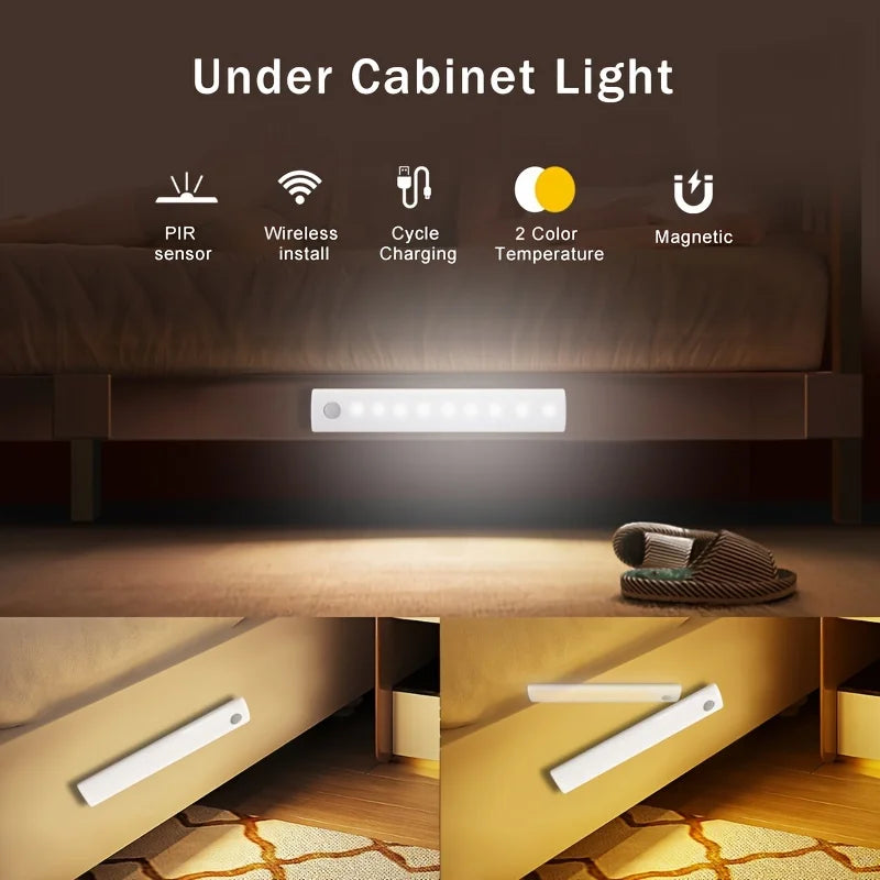 5-Piece LED with Charging Station, Under Cabinet Motion Sensor Lights, USB-C Rechargeable, White Light/Warm Light Shopifynow