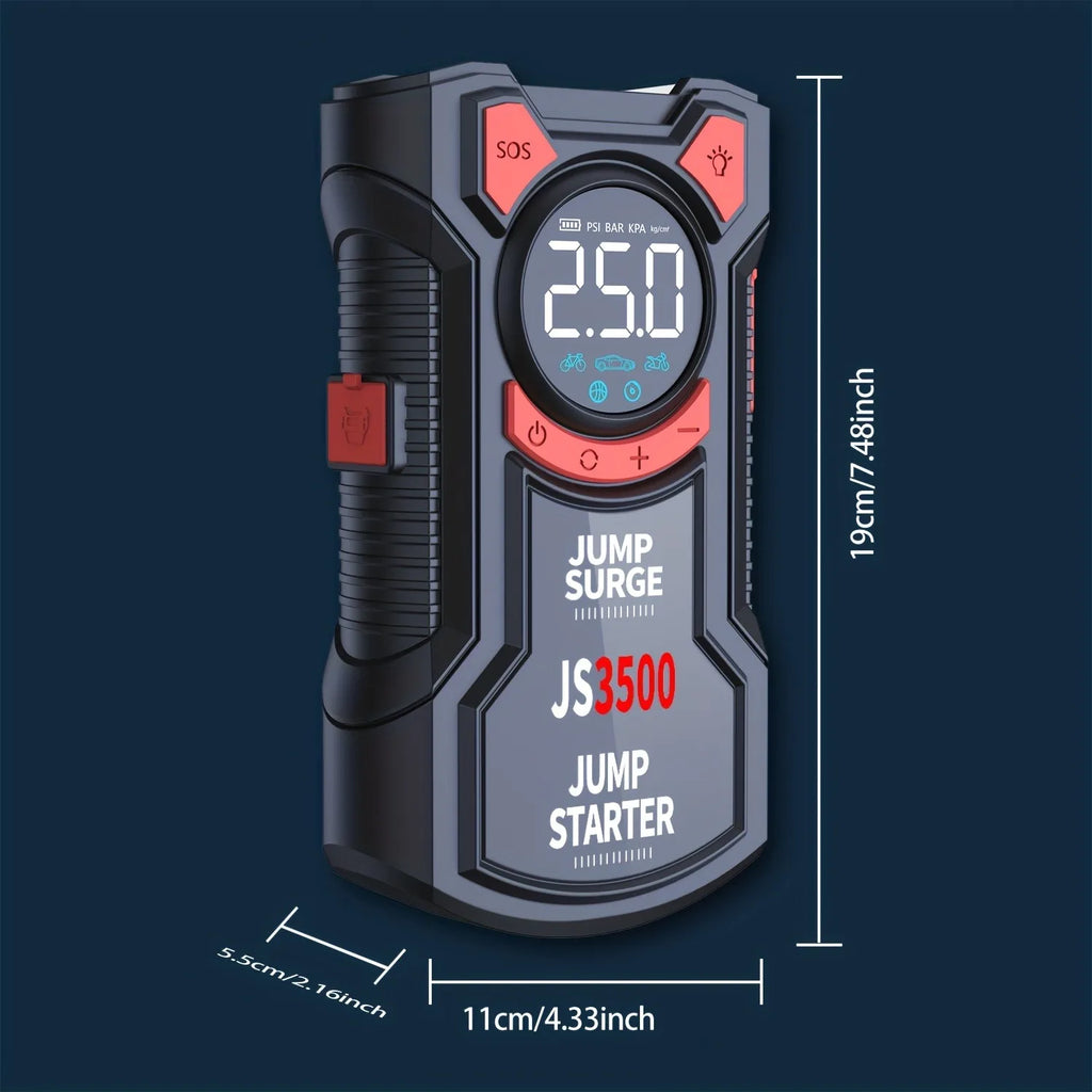 5-in-1 Multifunctional Air Pump Jump Starter with Air Compressor 3000A Peak/150PSI Battery Jump Starter Digital Tire Inflator Shopifynow