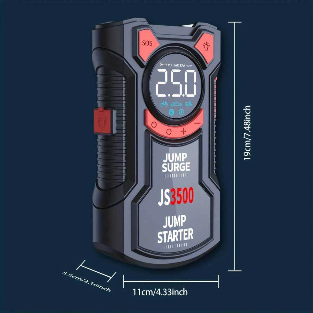 5-in-1 Multifunctional Air Pump Jump Starter with Air Compressor 3000A Peak/150PSI Battery Jump Starter Digital Tire Inflator Shopifynow
