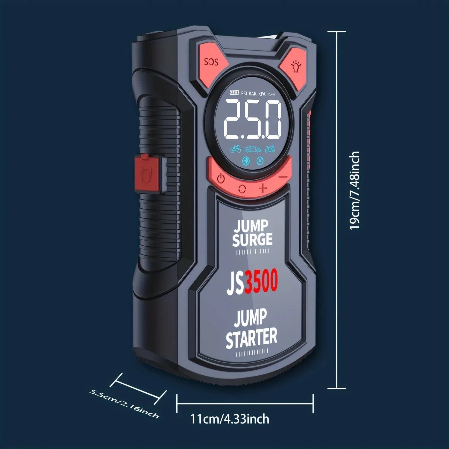 5-in-1 Multifunctional Air Pump Jump Starter with Air Compressor 3000A Peak/150PSI Battery Jump Starter Digital Tire Inflator Shopifynow