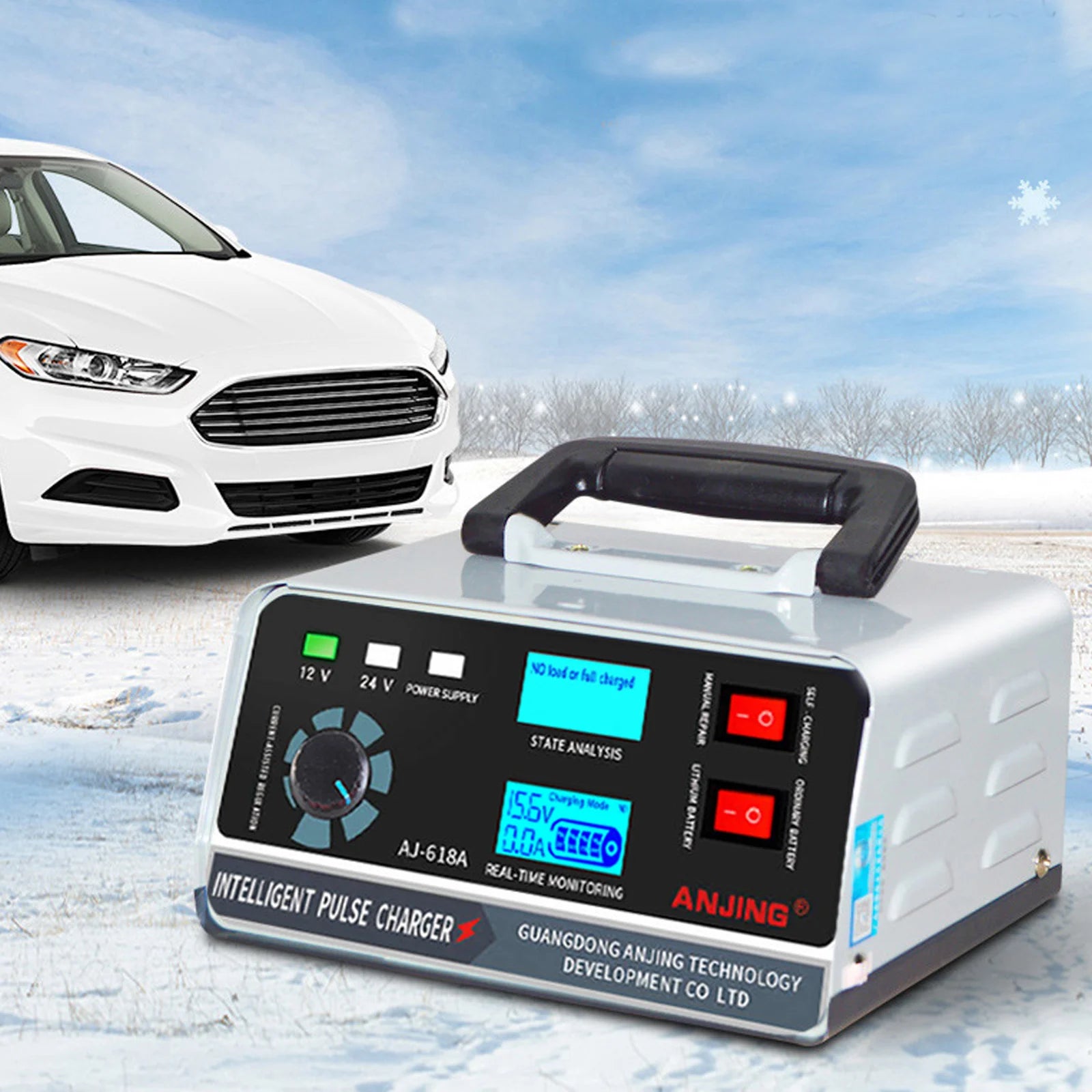 12/24V 400W Universal Car Lead Acid Battery Charger LCD Display Intelligent Charger Automatic Repair for Motorcycle Van Truck - Shopifynow