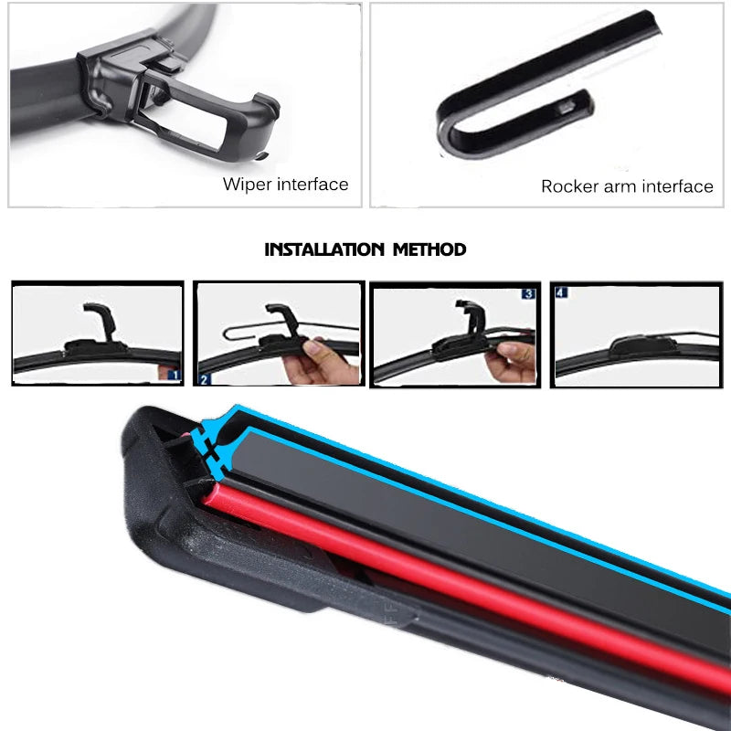 Car Windshield Wiper blades Universal Soft Double layer Rubber Frameless Bracketless car wipers 14" 16" 19" 20" 21" 22" 24"26"