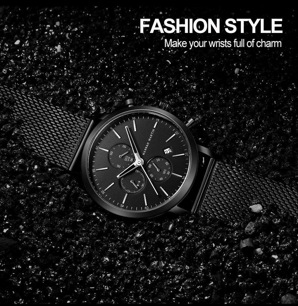 Hannah Martin Top Men Watch Brand Business Style Stainless Steel Fashion Waterproof Sports Multifunctional Quartz Watch for Men - Shopifynow