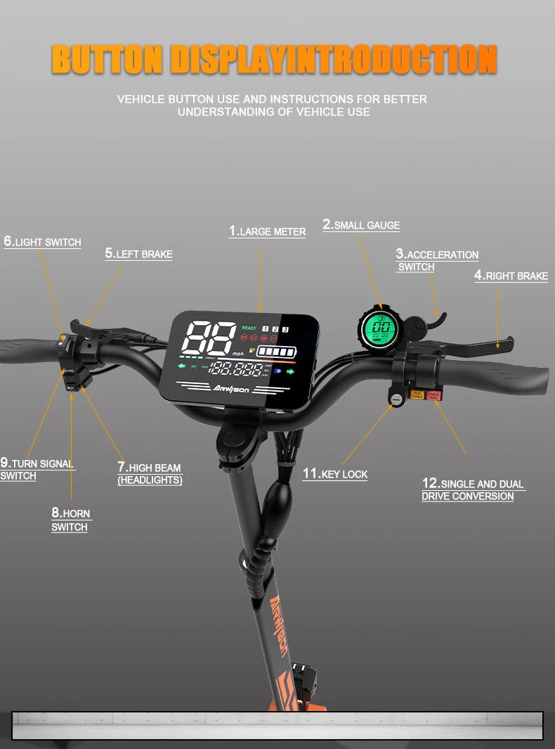 Arwibon 5600W Adult Electric Scooter Dual Motor Top Speed 46MPH,60V27AH, 11-inch Off-Road Tires Sport Folding eScooter with Seat Shopifynow