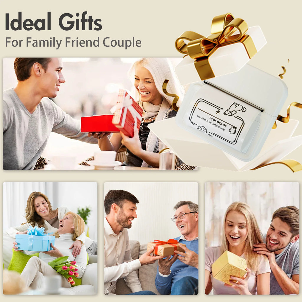 Inkless Thermal Label Printer Portable Bluetooth Pocket Label Maker Home Study with 1roll Stickable Label Paper PC Android IOS Shopifynow