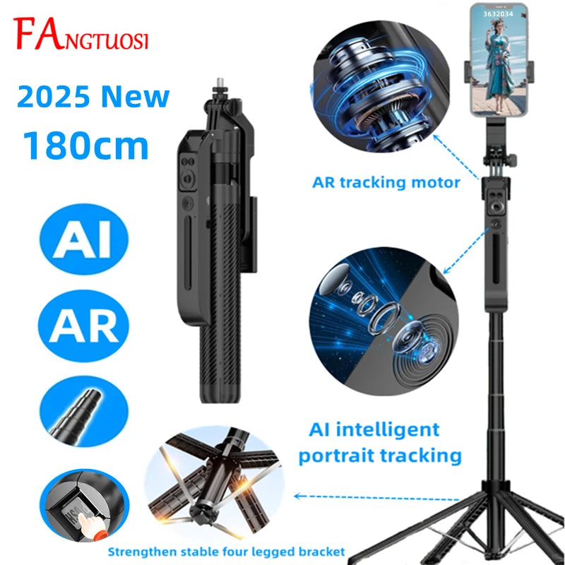 FANGTUOSI New Tripod Gimbal Stabilizer for Smartphone Camera, Tripods Stand Bluetooth Selfie Stick brackets AI Follow-Up Holder - Shopifynow