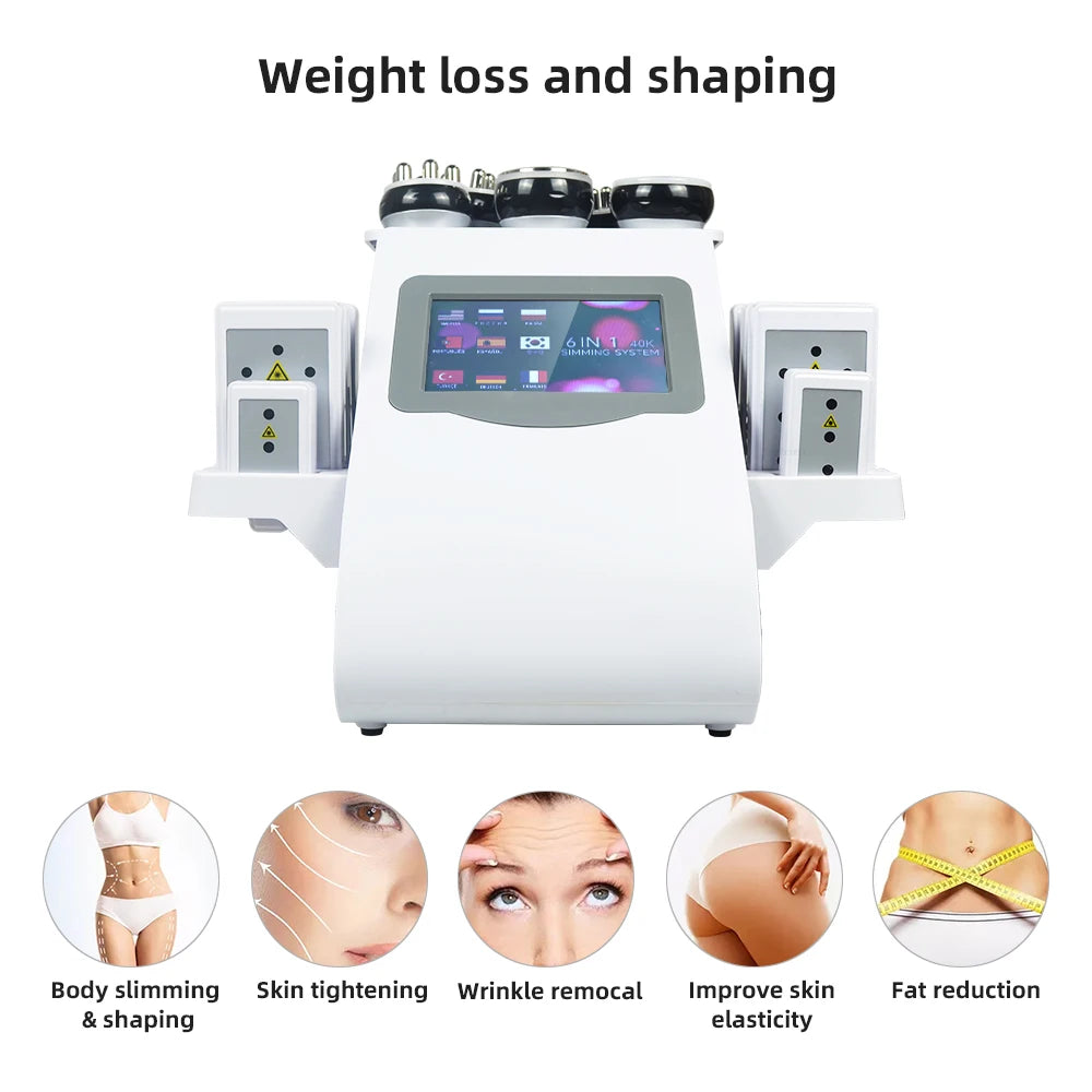 6 In 1 40K Ultrasonic Cavitation Machine Weight Loss Skin Lift Tightening Vacuum Lipo KIM8 Body Slimming Machine Body Shaping - Shopifynow