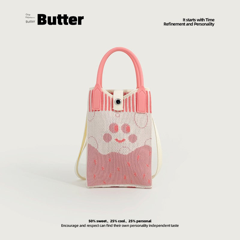 Butter Korean Style New Arrival Florals Cute Knitted Bag Versatile Handheld Mini Shoulder Adjustable Messenger Bag Coin Purse Shopifynow