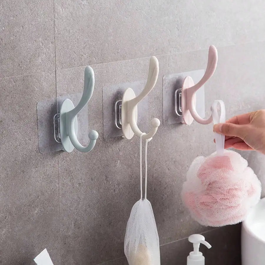 3PC Heavy-Duty Adhesive Coat Hook, Seamless Punch-Free Wall Hook, Plastic Door Hanger for Kitchen & Bathroom Shopifynow
