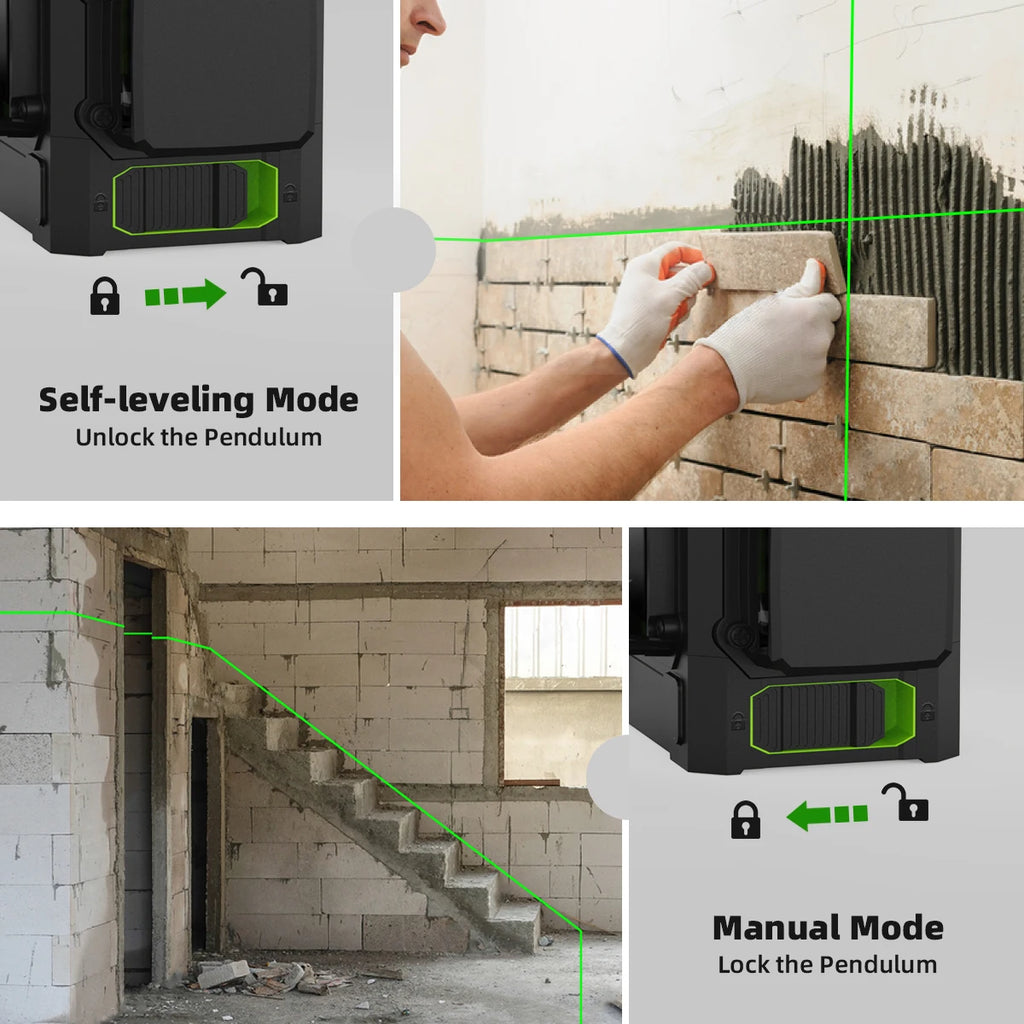 Huepar 903CG Set 12 3D Cross Lines Laser Level Osram Green Laser Beam Self-Leveling 360 Vertical Horizontal with Receiver Tripod - Shopifynow