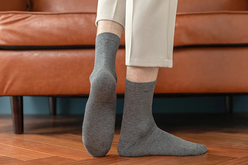 10 Pairs New Men's Cotton Socks Black Business Men Socks Soft Breathable Autumn Spring for Male White US6-10 Shopifynow