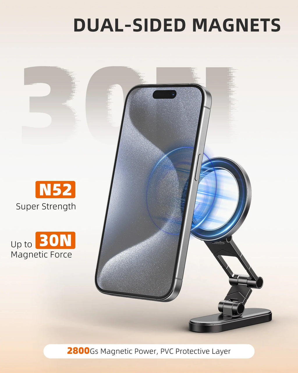 Dual Side Magnetic Car Phone Holder for Magsafe Car Dashboard Mount 360° Rotation Phone Holder for iPhone 17 16 15 Android