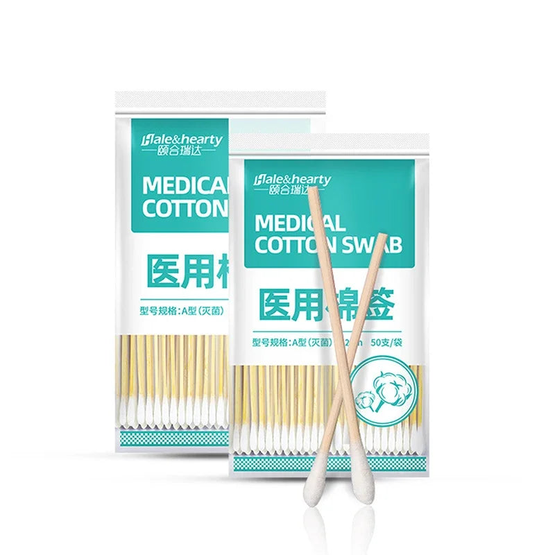 Disposable Sterile Medical Supplies Cotton Swabs Single Head Wound Sterilization Cleaning Wooden Long Cotton Swabs Stick Shopifynow