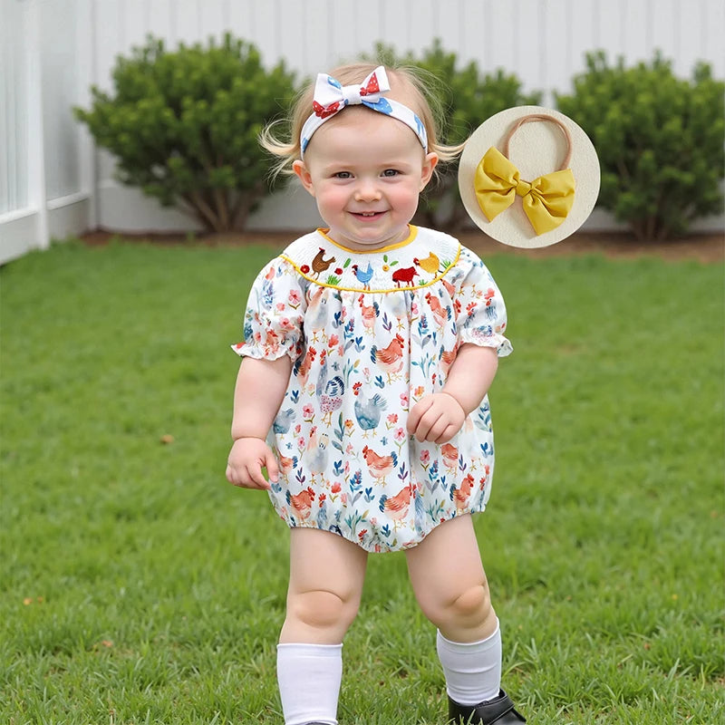 Adorable Toddler Floral Print Sleeveless Romper with Matching Bow Headband Set for Summer Outings and Playdates Shopifynow