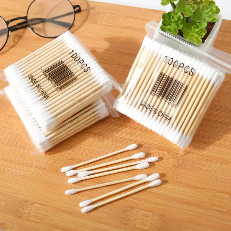 Double Cotton Buds Tip Sticks Nose Ear Cleaning Health Care Tools Head Wood Cotton Swab Women Makeup Lipstik Ватные Палочки