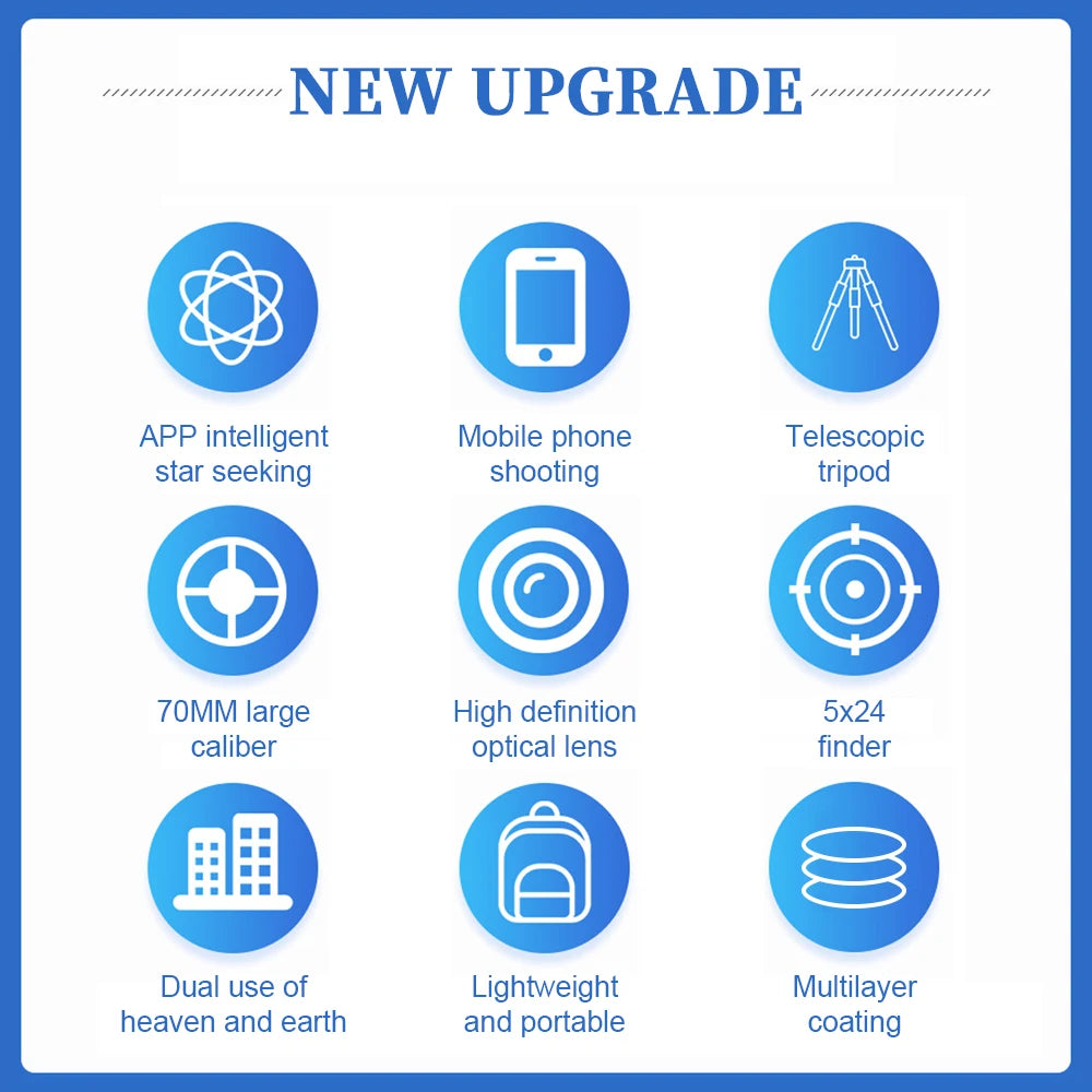 150X Astronomical Telescope , 70mm Aperture Refractor Portable Travel Telescope with Phone Adapter &Wireless Remote Shopifynow