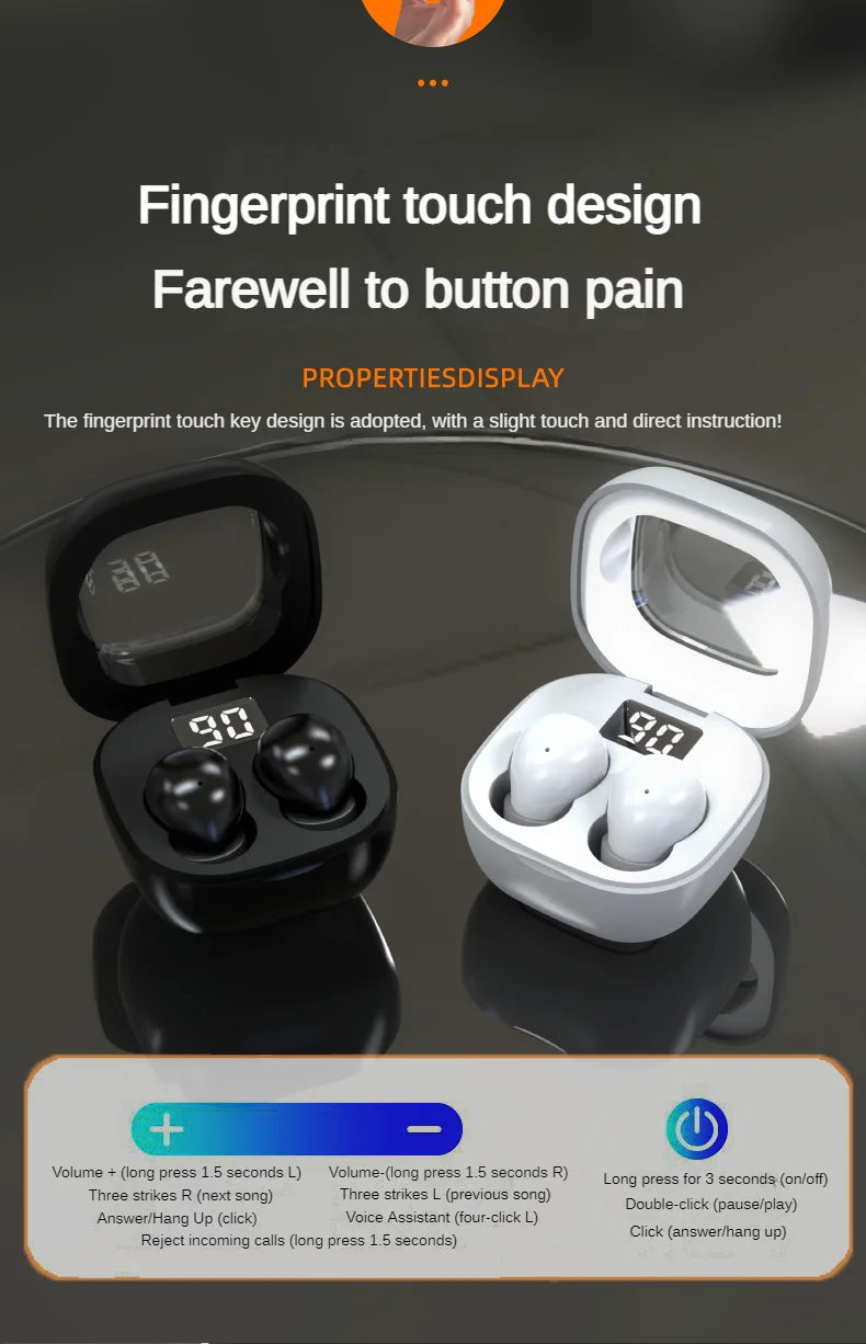 SK19 Super bass Earphones TWS Wireless Bluetooth Headset With Mic Smart Touch Headphones Invisible Mini Noise Reduction Earbuds Shopifynow