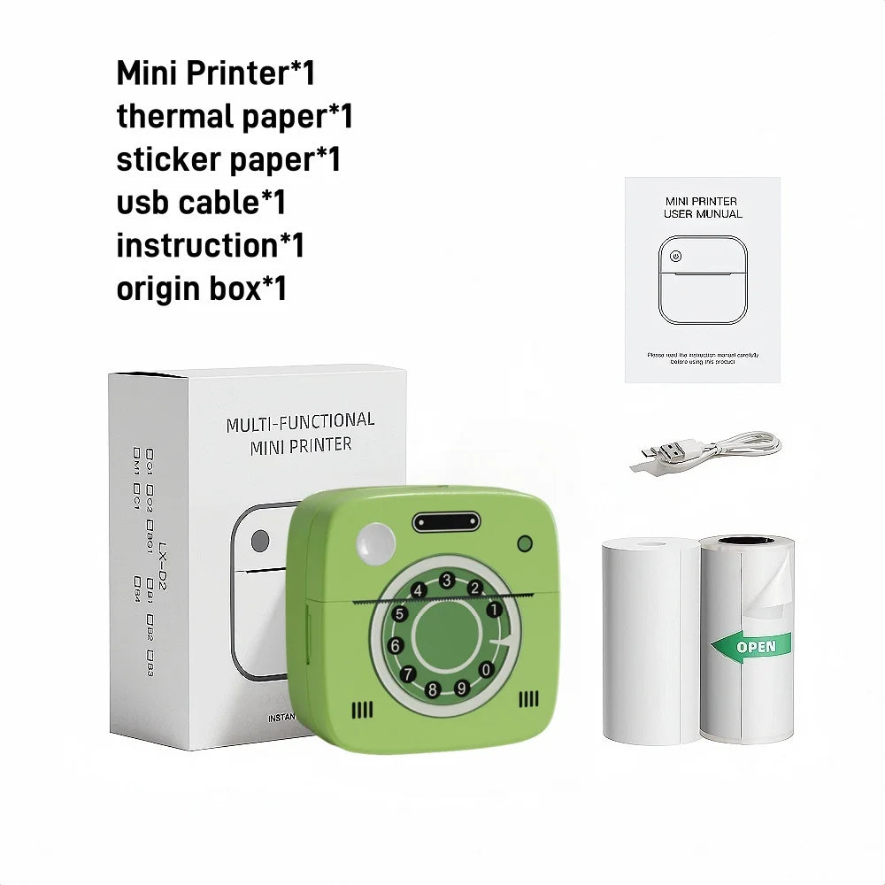 M1 Photo Pocket Printer with 2 Roll for iOS Android Bluetooth Mini Printers Sticker Thermal Printing  for Office Kitchen School - Shopifynow