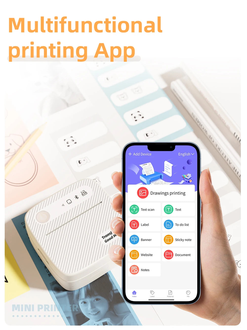 B3 Portable Photo Printer with Bluetooth iOS Android for Inkless Thermal Printing  Sticker Printer Label Maker DIY Toy Kids Gift - Shopifynow