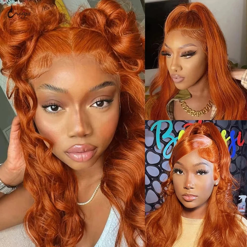 Ginger Orange 13x6 HD Lace Front Wigs Human Hair Wig Body Wave 13x4 Lace Frontal Wigs Colored Transparent Lace Wig For Women Shopifynow