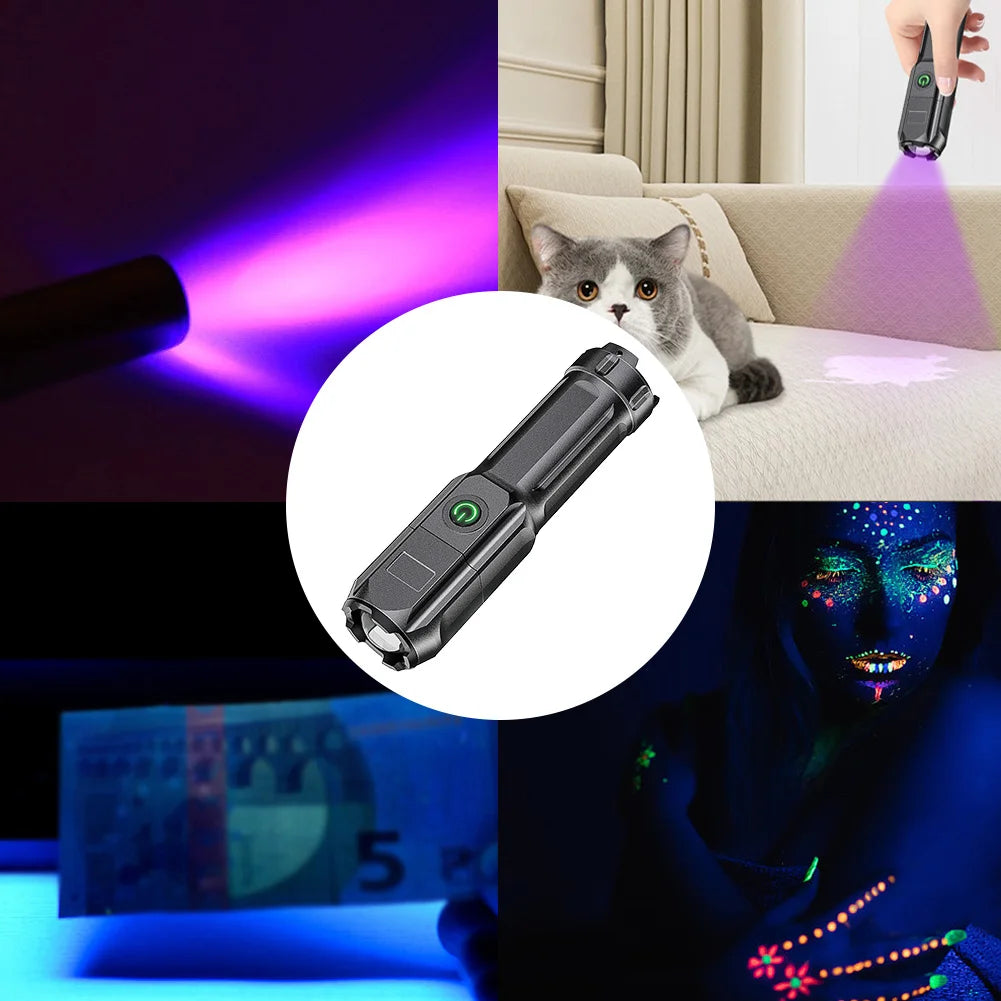 395nm Blacklight Flashlight USB Rechargeable Ultraviolet Blacklight Portable Torch Light for Pet Urine Detection Resin Curing Shopifynow