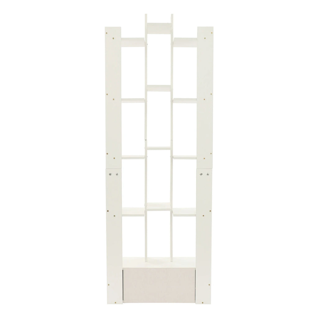 Bookcase 15-Compartment Bookcase with Cabinet Floor Standing Bookcase Each Tier Load Capacity About 5kg For Study Rooms Offices