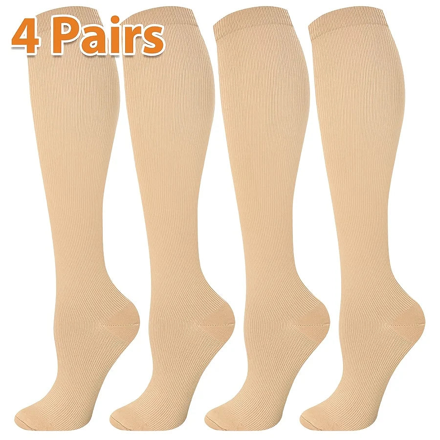 4 pairs compression socks for men and women for running, cycling, yoga, and travel mid-calf socks Shopifynow