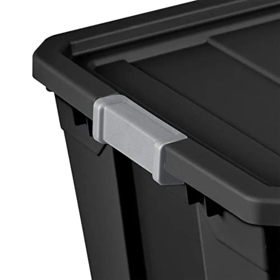 50Gallon Large Stackable Rugged Industrial Storage Tote Container with Gray Latching Clip Lid for Garage Attic Worksite or Camp Shopifynow