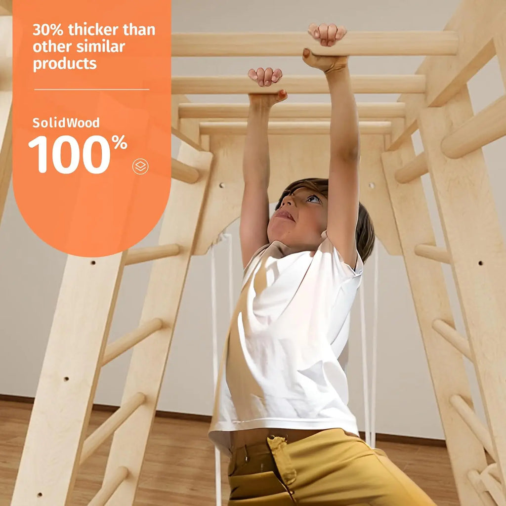 Indoor Jungle Gym, Montessori Climbing Toys, Toddler Indoor Playground Set 8-in-1 with Swing, Armband, Rock Climb Wall, Slide, M Shopifynow