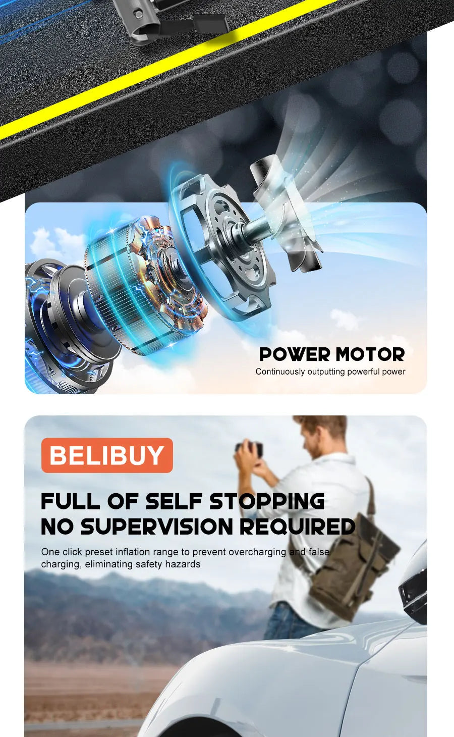 ABS Car Tyre Inflator Portable Air Compressor Car Inflatable Pumps Air Pump Suitable For Inflating Car Motorcycle Bicycle