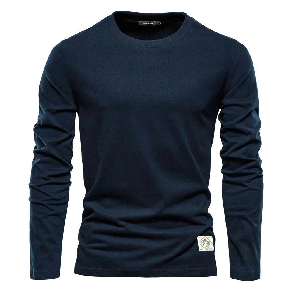 100% Cotton Long Sleeve T Shirt For Men Solid Spring Casual Mens T-shirts High Quality Male Tops Classic Clothes Men's T-shirts Shopifynow