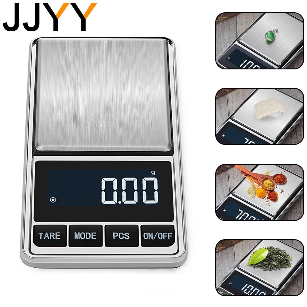 JJYY Mini Portable Electronic Jewelry Scale Gram Scale 0.01 Accuracy Gold Precision Mini Pocket Scale Kitchen Weights Shopifynow
