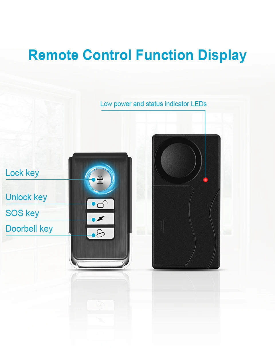 Awapow Wireless Vibration Bike Alarm With Remote Control Anti-Theft Alarm 110dB Loud Bike Door Window Alarm Home Safety System - Shopifynow