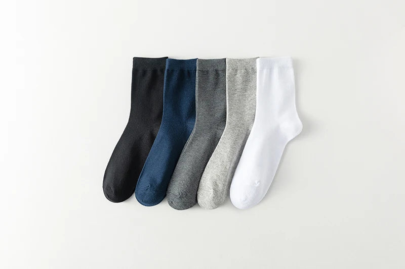 10 Pairs New Men's Cotton Socks Black Business Men Socks Soft Breathable Autumn Spring for Male White US6-10 Shopifynow