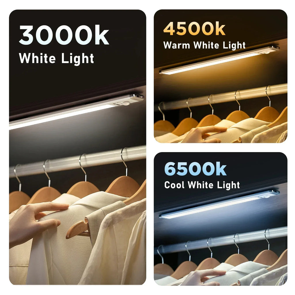 2-Piece Magnetic Cabinet Light Set, 76 LED Rechargeable Batteries, Motion Sensor Light, 3 Levels of Brightness