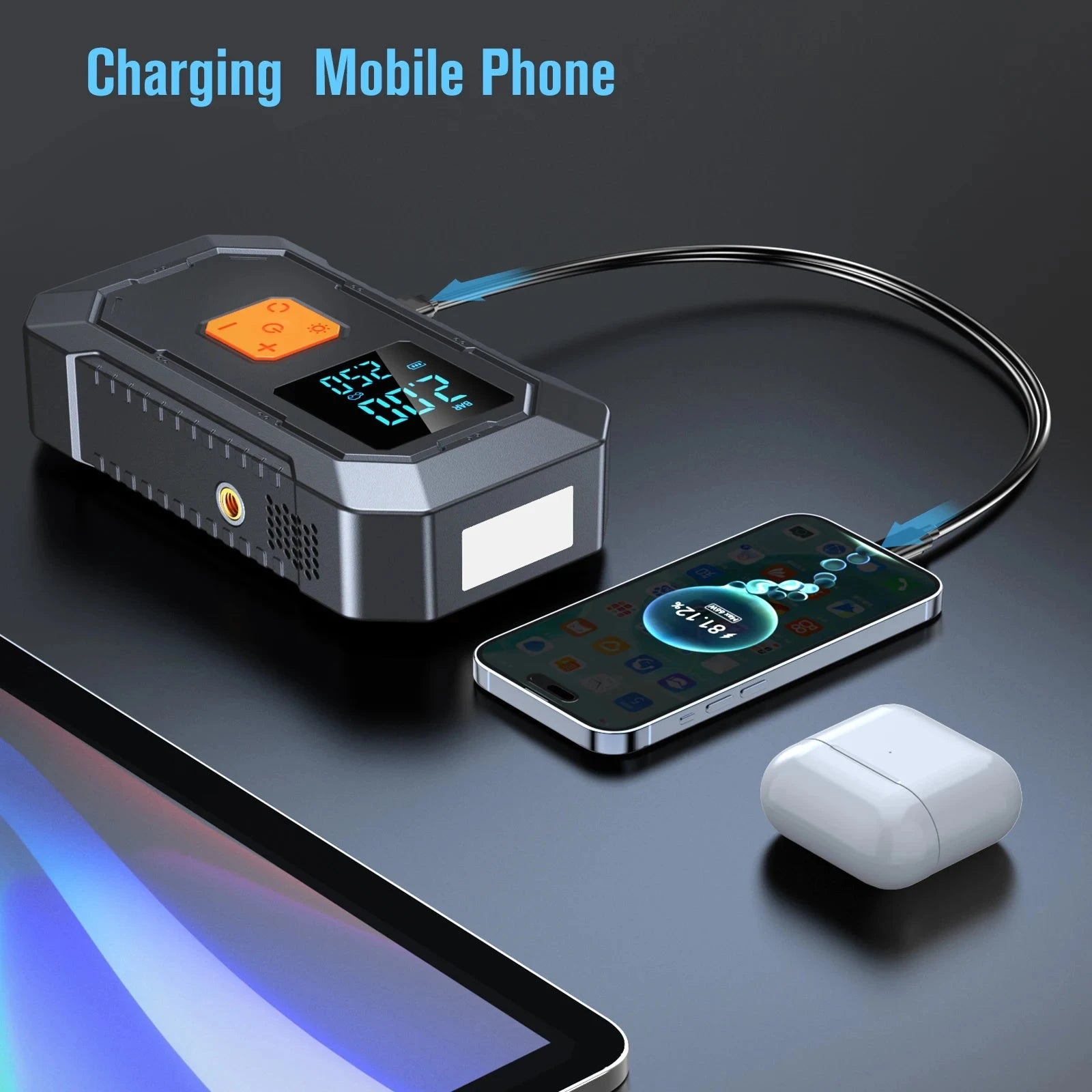 Car Jump Starter Air Pump Power Bank Lighting Portable Air Compressor 4 In 1 Cars Battery Starters Auto Tyre Inflator Shopifynow