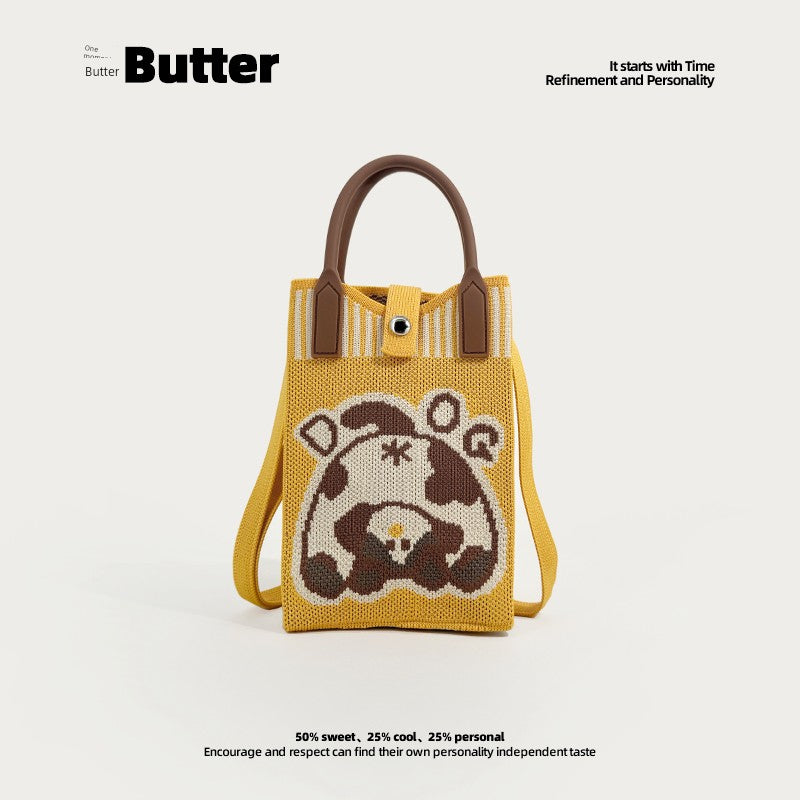 Butter Korean Style New Arrival Florals Cute Knitted Bag Versatile Handheld Mini Shoulder Adjustable Messenger Bag Coin Purse Shopifynow