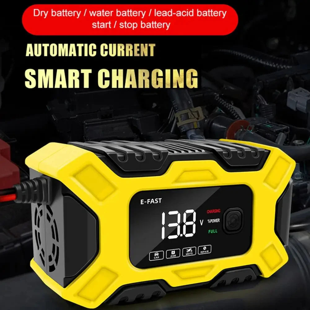 Car Battery Charger 12V Intelligent Pulse Repair LCD Display Car Battery Motorcycle Battery Charging Battery Repair Charger