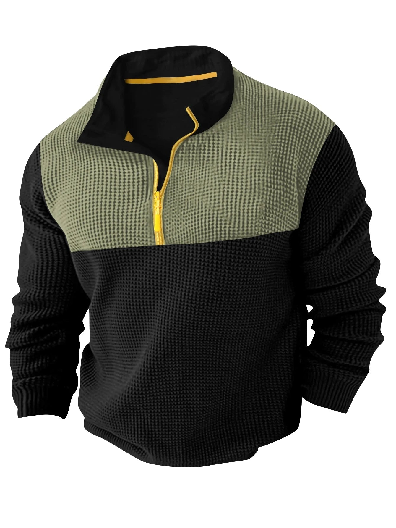 Spring Autumn New Men's T-shirt Classic Long Sleeve Polo Shirt Top Casual Fashion Color Matching Zipper High Quality T-shirt Shopifynow