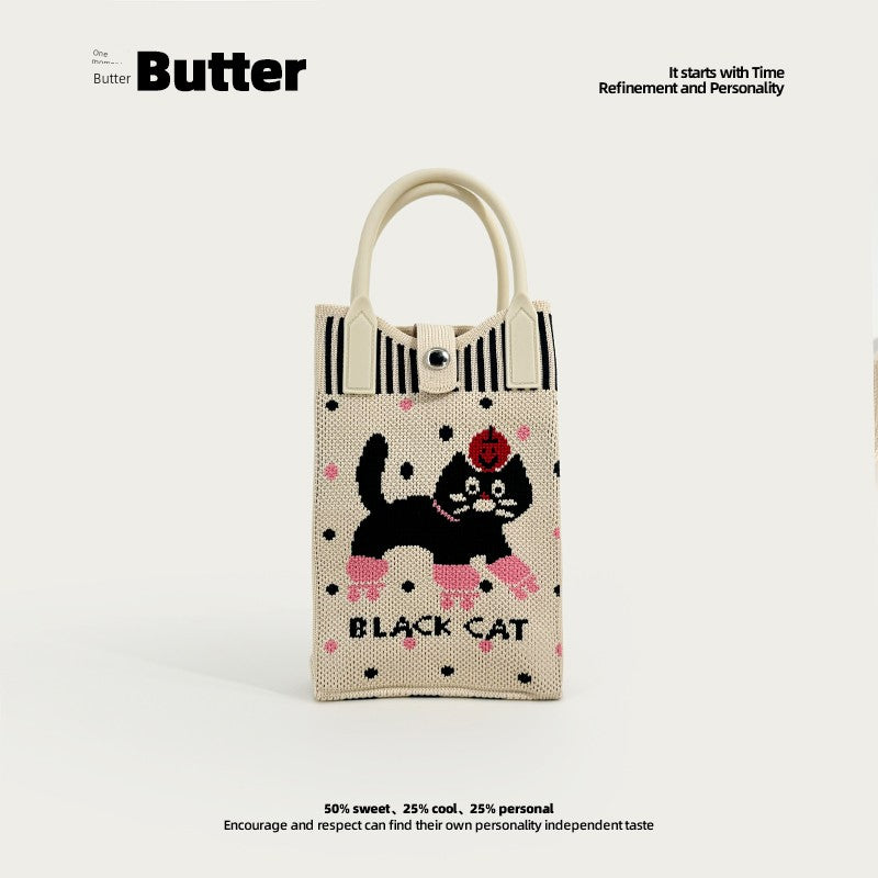 Butter Korean Style New Arrival Florals Cute Knitted Bag Versatile Handheld Mini Shoulder Adjustable Messenger Bag Coin Purse Shopifynow