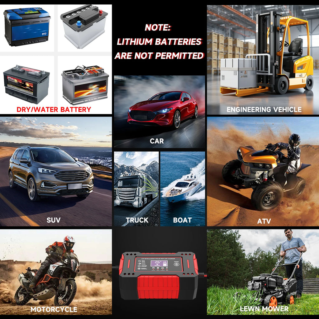 6A 12V Repair LCD Display Intelligent Car Battery Charger Car and Motorcycle Battery Charging Unit Lead-Acid Battery Shopifynow