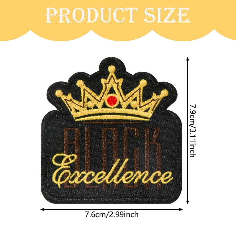 5Pcs Embroidered Black Crown Patches, Ironing Women's Embroider Badges Appliques, Used for Girls' Hat Decoration DIY Decorations for Clothes, Jackets, Pants Shopifynow