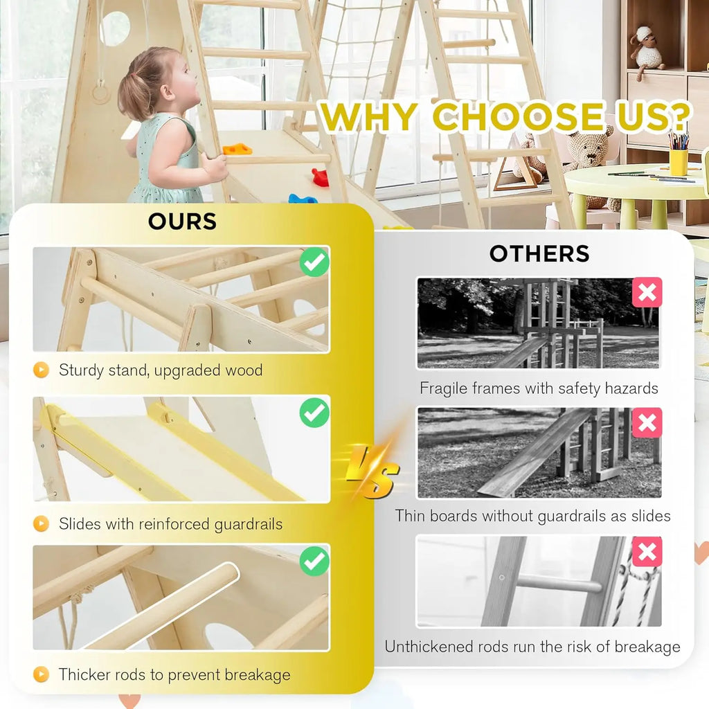 Indoor Jungle Gym, 9 in 1 Kids Indoor Playground, Climbing Toys for Kids with Climbing Wall, Slide, Monkey Bars, Rope Ladder and Shopifynow