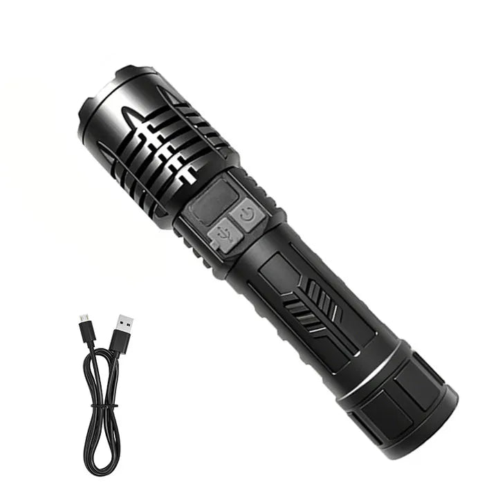 High Lumen Waterproof Tactical Flashlight - 5 Modes, Rechargeable, High Brightness, Durable ABS for Outdoor, Camping, Emergency Shopifynow