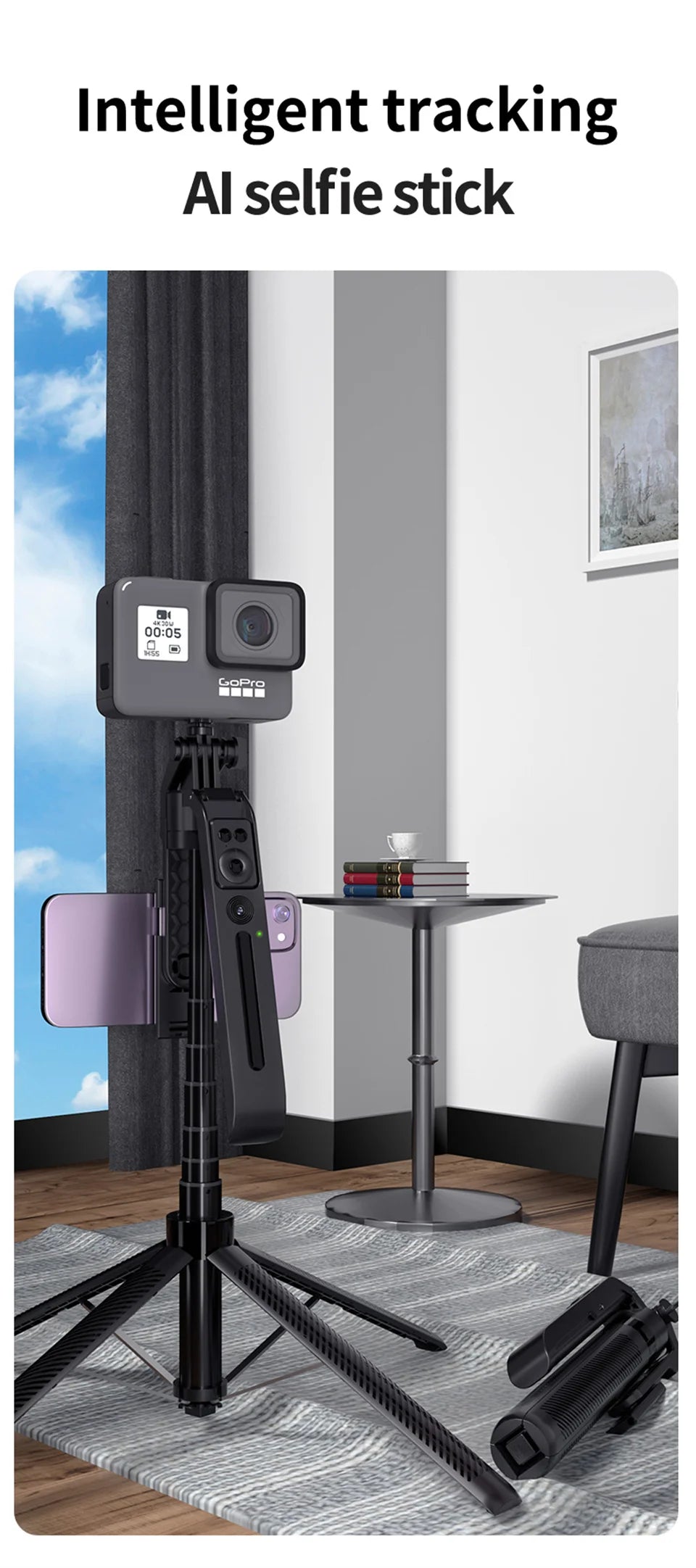 FANGTUOSI New Tripod Gimbal Stabilizer for Smartphone Camera, Tripods Stand Bluetooth Selfie Stick brackets AI Follow-Up Holder - Shopifynow